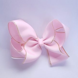 4 Inch Pink Bow with Gold Trim