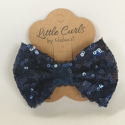 4 inch Navy Blue Sequin Bow
