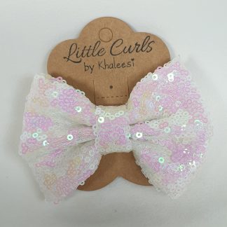 4 inch White Sequin Bow