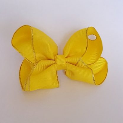 4 inch Yellow Bow with Gold Trim