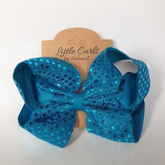 6 inch Blue Sequin Ribbon Bow
