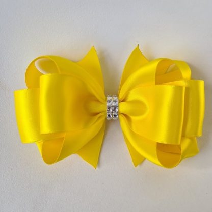 6 inch Handmade Yellow Bow with Rhinestones