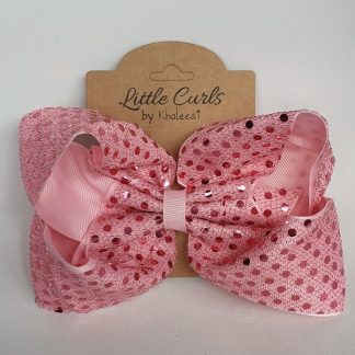 6 inch Pink Sequin Ribbon Bow