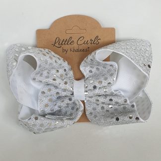 6 inch Silver Sequin Ribbon Bow