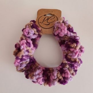 Handmade Crochet Pink and Purple Scrunchie