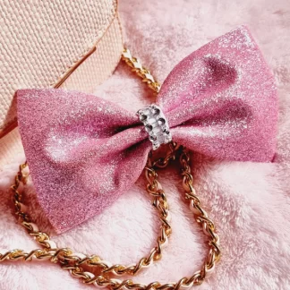5.5 inch Glam Sparkly Pink Bow